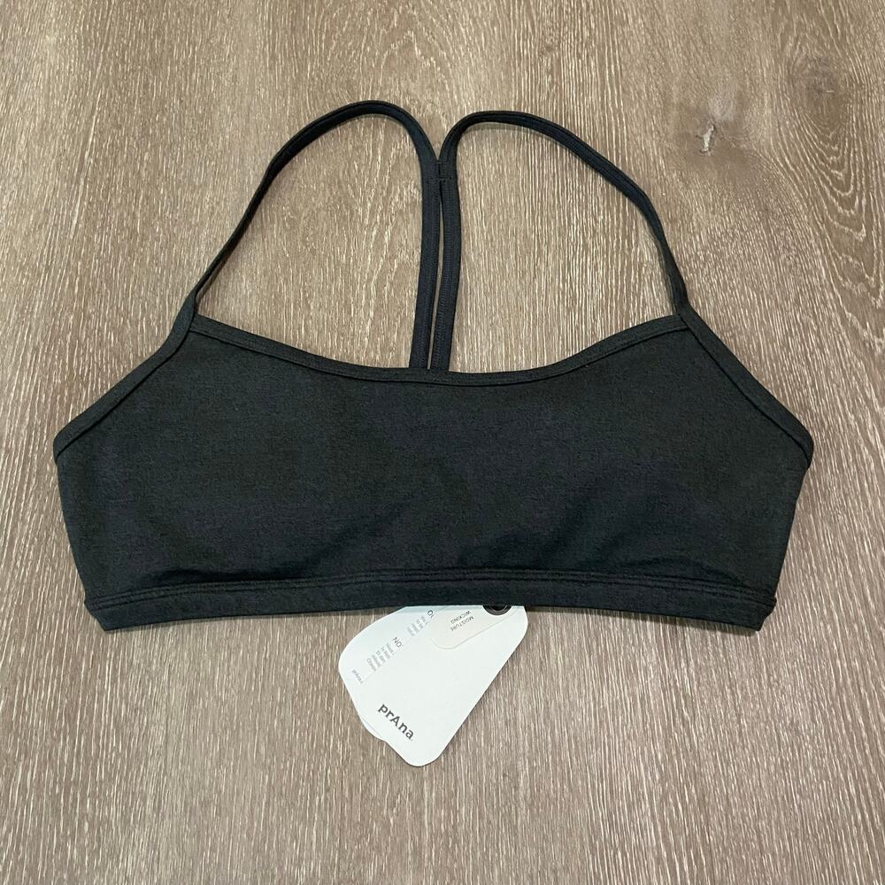 Prana Heavana Every Minute Sports Bra Women's S Black Heather Fitted Super Soft